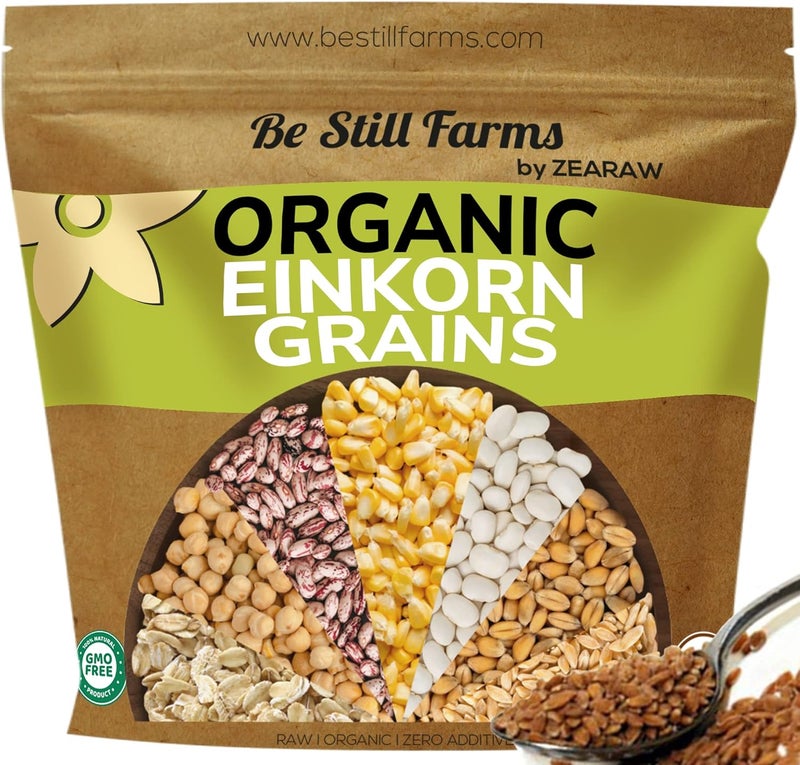 Be Still Farms Organic Einkorn Grains (4.8 lb) - Whole Ancient Grains for Soup, Flour, and Bread - Image 1